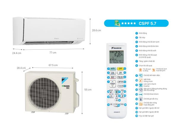 Máy lạnh 2 chiều Daikin Inverter 1.5 HP FTHF35XVMV