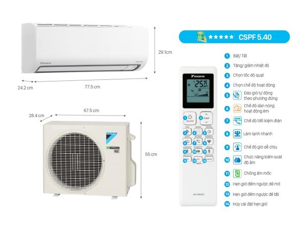 Điều hòa Daikin 1 chiều Inverter 12300 BTU FTKB35ZVMV