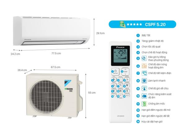 Điều hòa Daikin 1 chiều Inverter 18.100 BTU FTKB50ZVMV