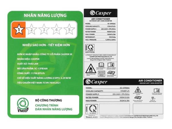 Điều hòa Casper 1 chiều 12000 BTU SC-12FB36A
